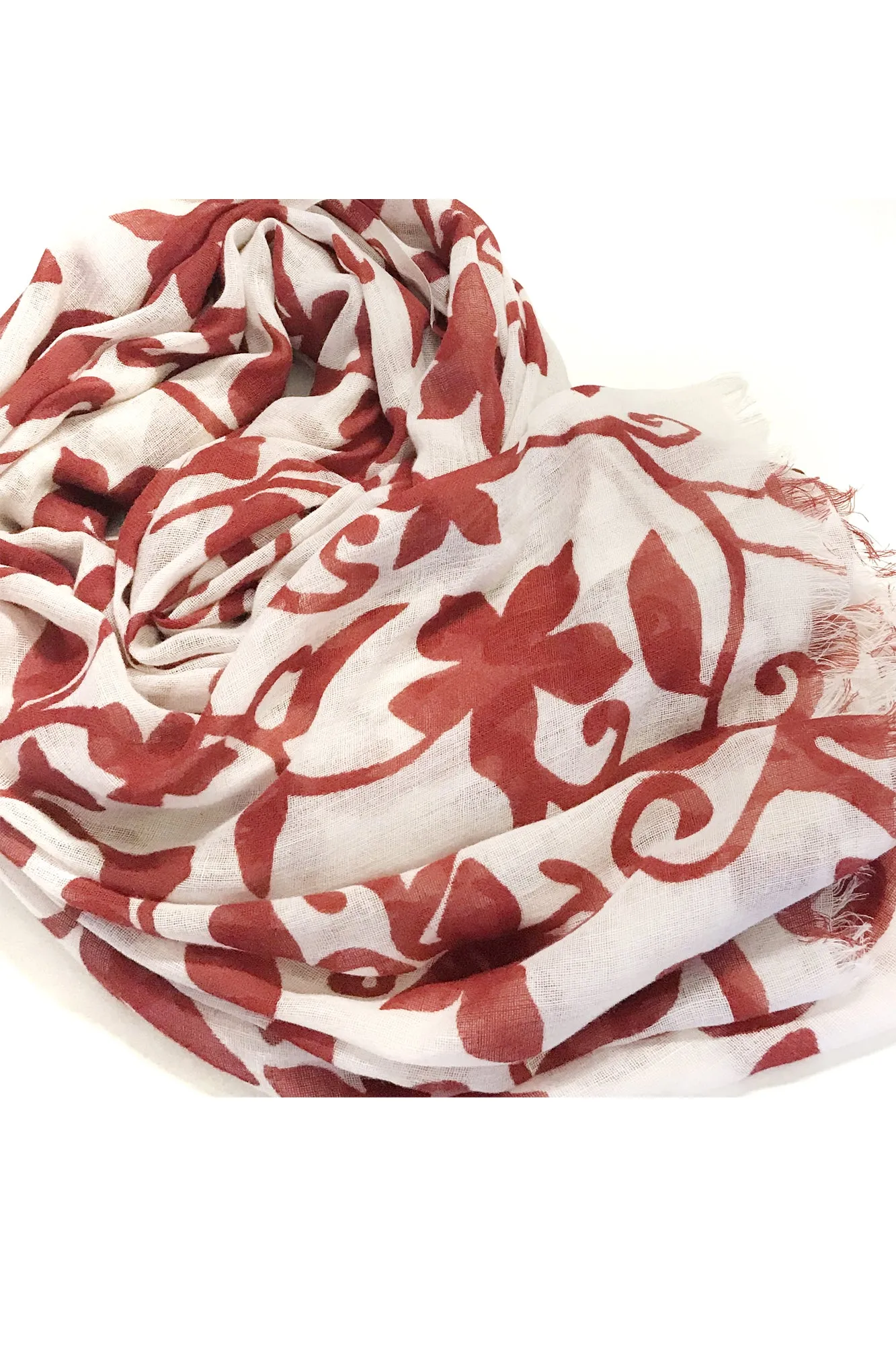 Monochrome - Filgree Scarf - White & Bordeaux