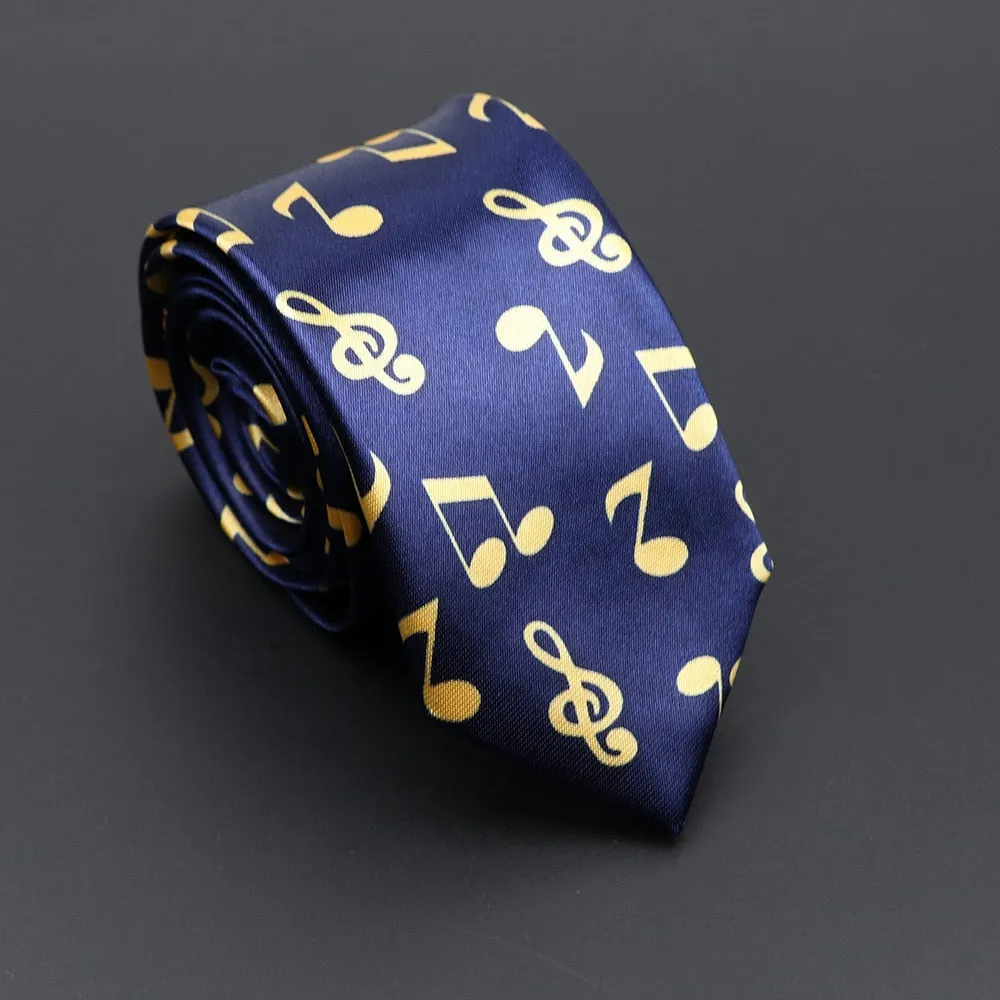 Musical Note Print Neck Tie