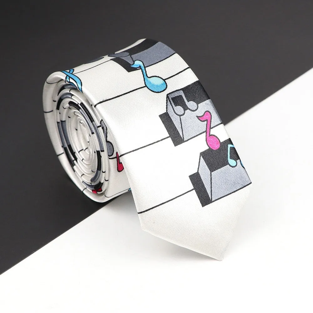 Musical Note Print Neck Tie