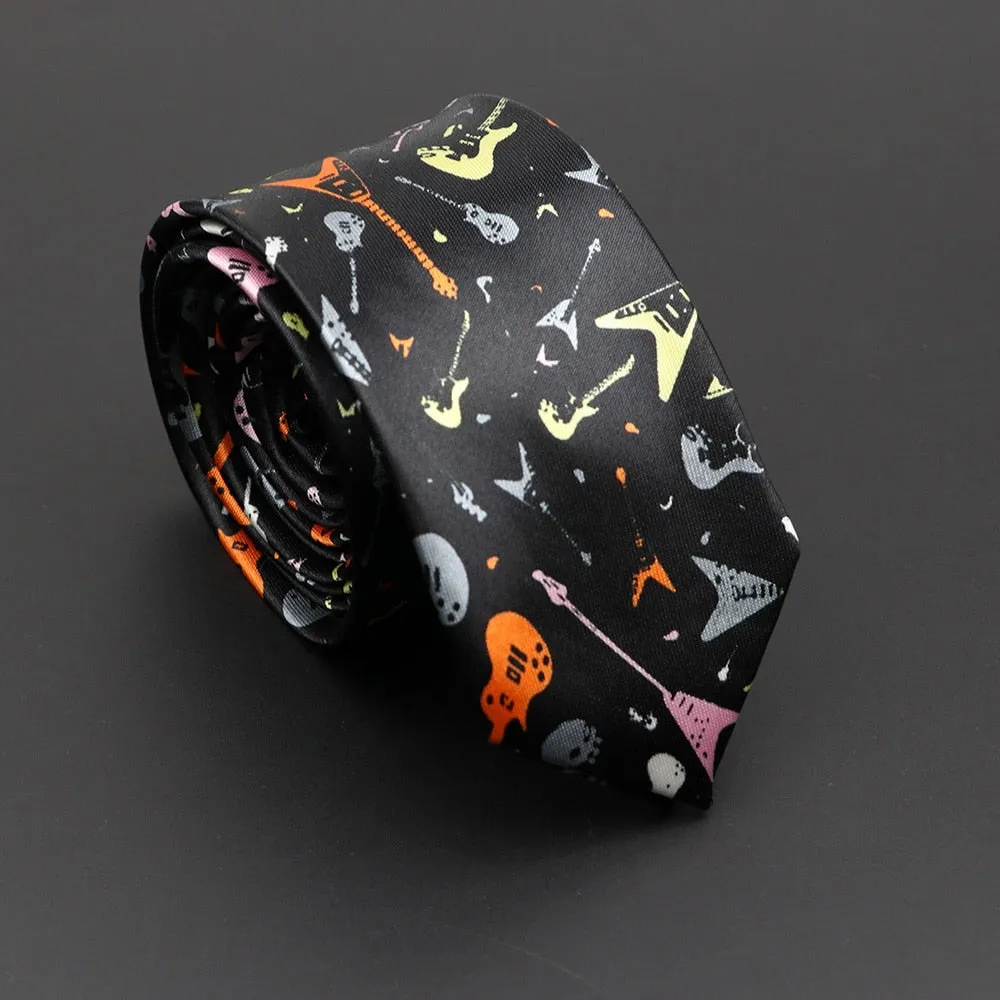 Musical Note Print Neck Tie