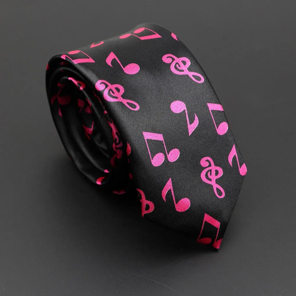 Musical Note Print Neck Tie