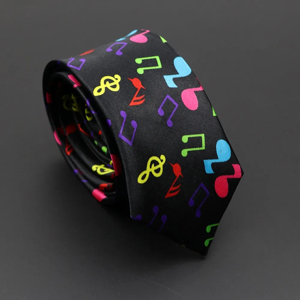 Musical Note Print Neck Tie