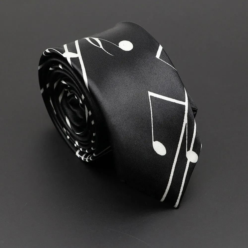 Musical Note Print Neck Tie