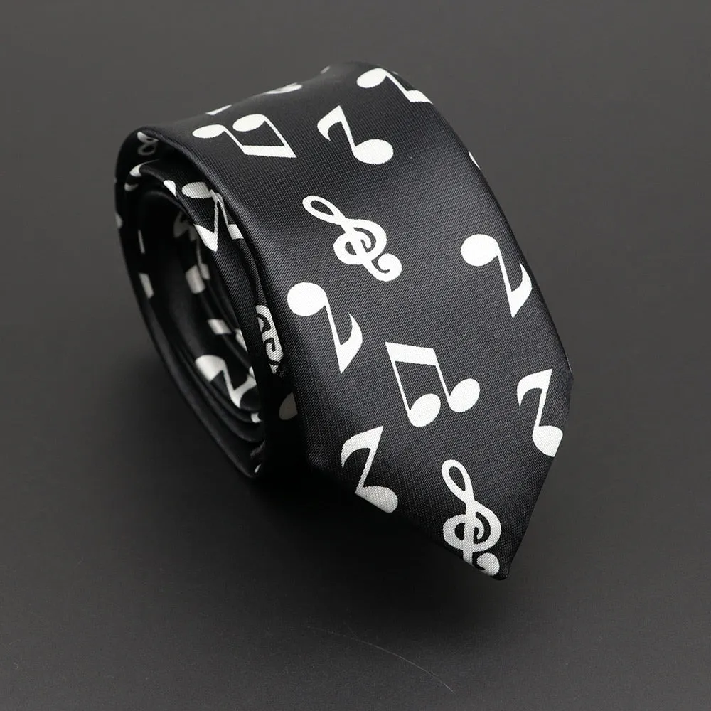 Musical Note Print Neck Tie