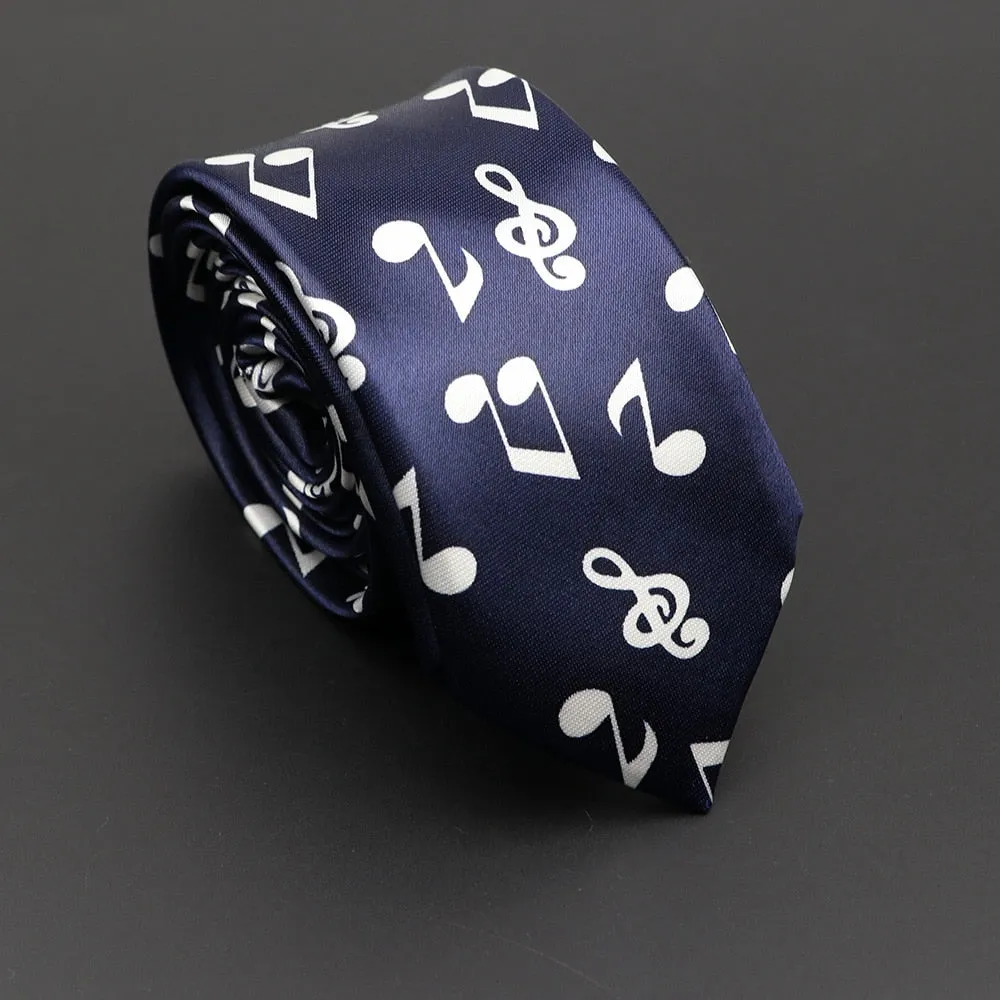 Musical Note Print Neck Tie