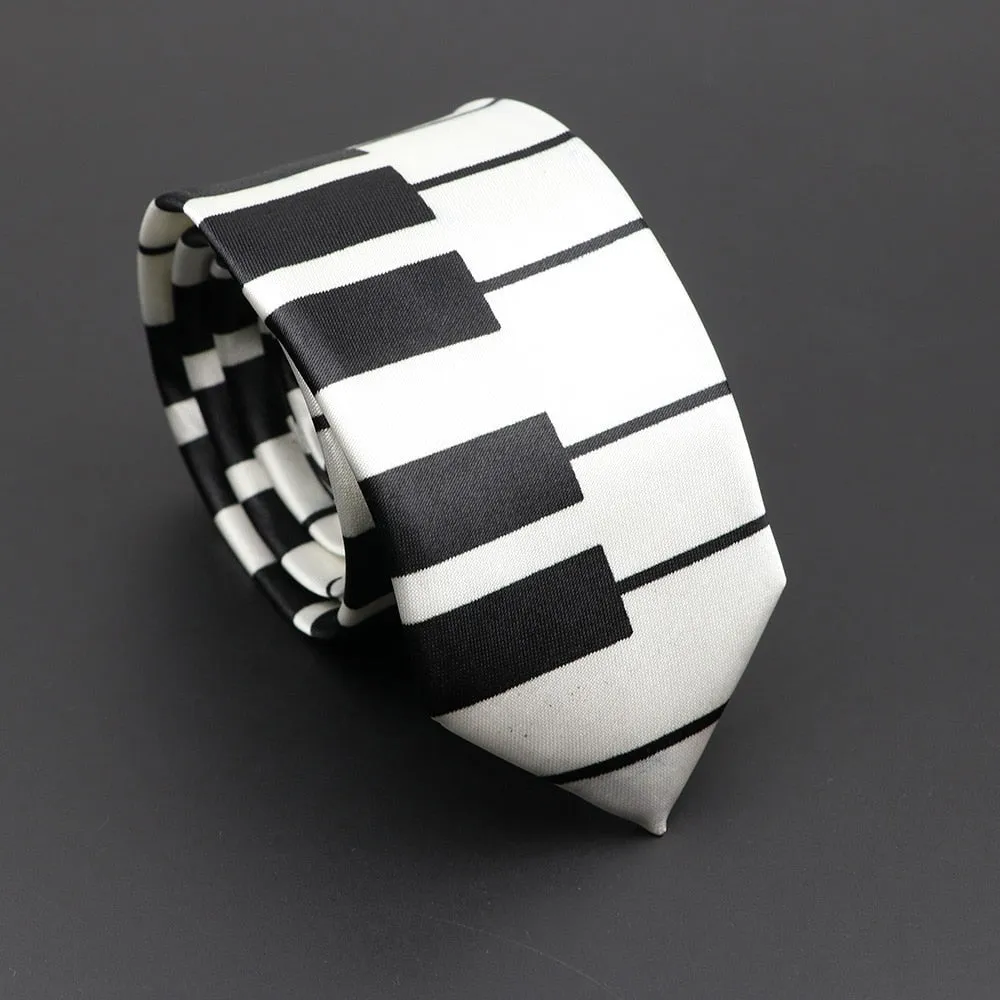 Musical Note Print Neck Tie