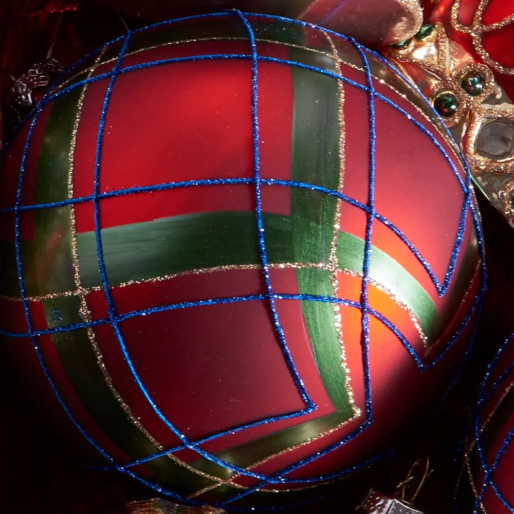 NAPA Home & Garden, HIGHLAND PLAID GLASS ORNAMENTS, SET OF 3,Z5070RGR