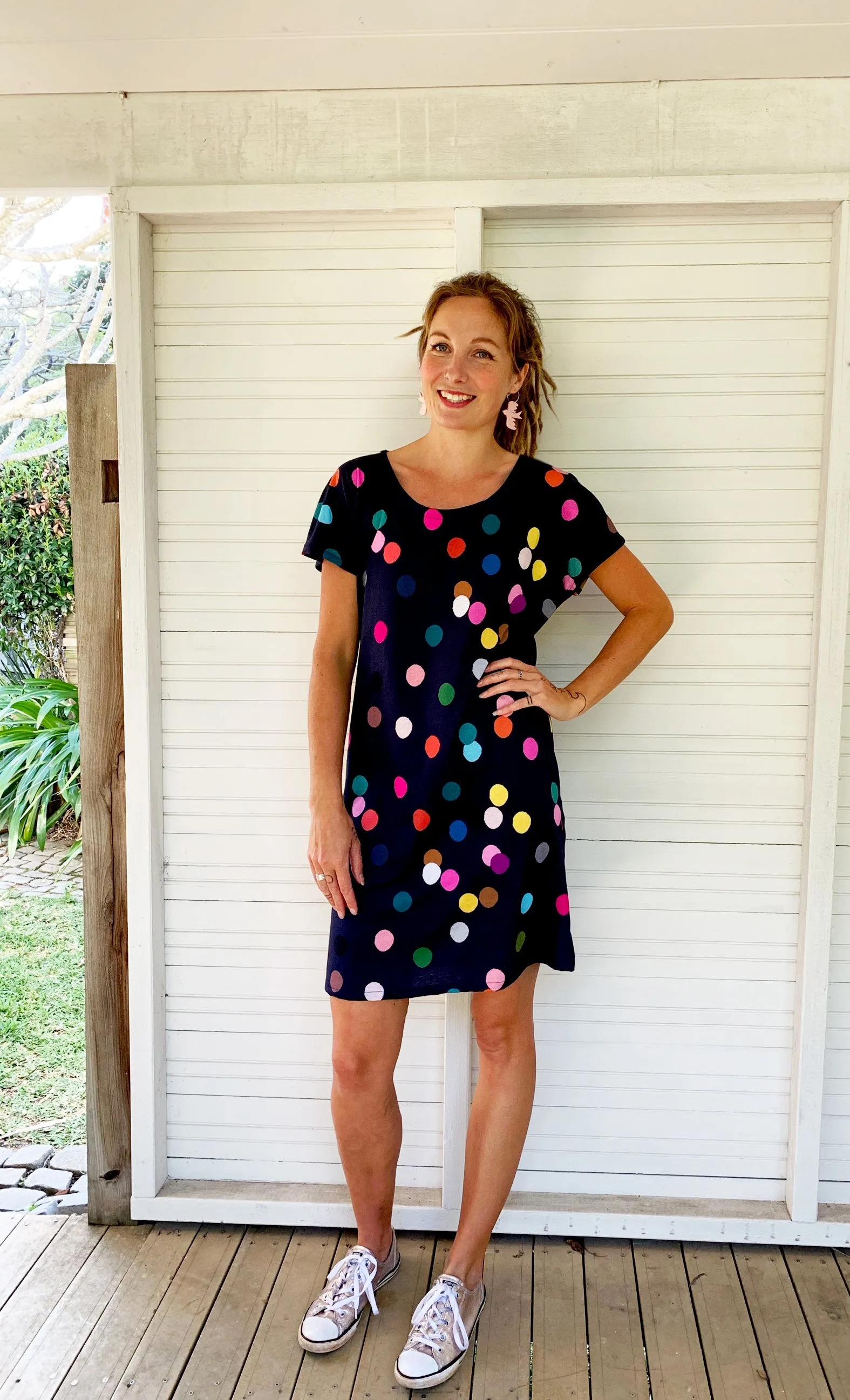 Navy Confetti 100% organic jersey T'shirt or T'dress