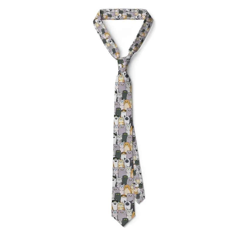 New 3D Printed Animal Neck Tie Cartoon Cute Mini Cat Dog Panda 8cm Wide Funny Tie For Men Women Wedding Party Shirt Accessories