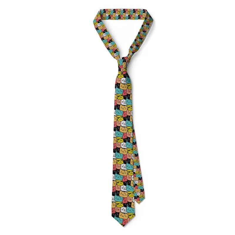 New 3D Printed Animal Neck Tie Cartoon Cute Mini Cat Dog Panda 8cm Wide Funny Tie For Men Women Wedding Party Shirt Accessories