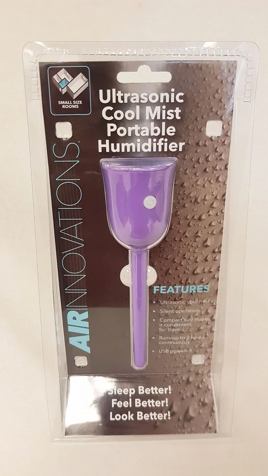 New Air Innovations Tulip Personal Ultrasonic Cool Mist Travel Humidifier, purple