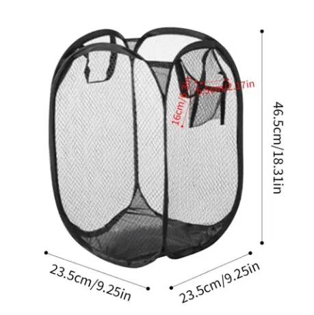 NEW Folding Dirty Laundry Sorting Basket Black! Folds compact when not in use!