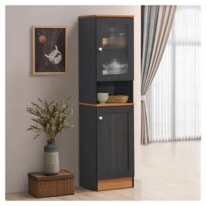 New in box! Hodedah 63" Tall Slim Open Shelf Plus Top Kitchen Pantry in Black-Beech Wood! Retails $257 