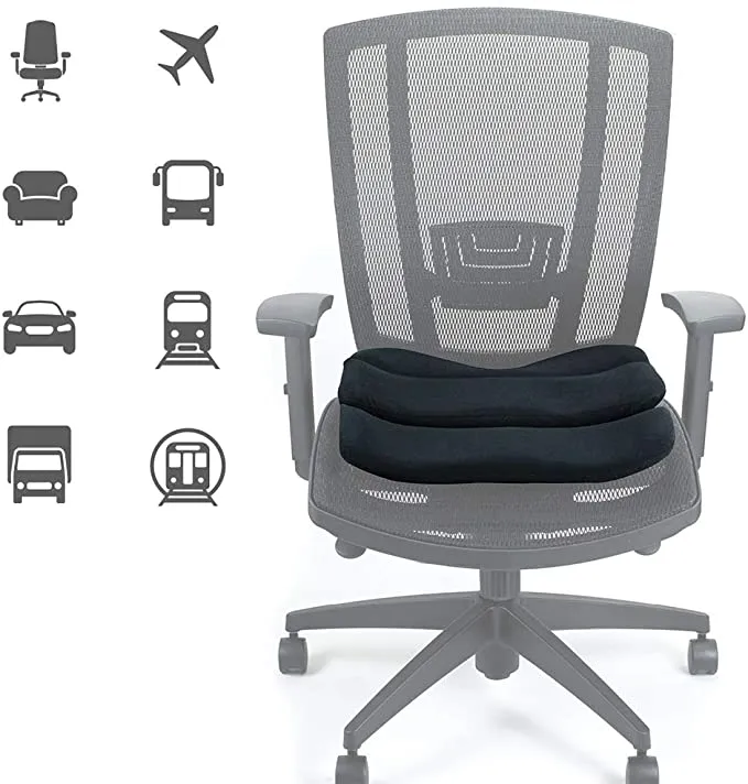 New ObusForme Contoured Seat Cushion (Black), evenly distributes body weight and encourages proper alignment of the pelvis and thighs for extended sitting comfort.  Retails $70 