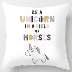 Nordic Style Kids Decoration Cute Cat Cushion Bear Deer Whale Rabbit Princess Unicorn Horse Print Plush Pillow For Office Chair