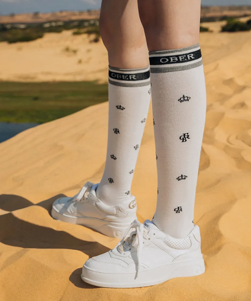 OBER Golf Patterned Color Block Socks - White