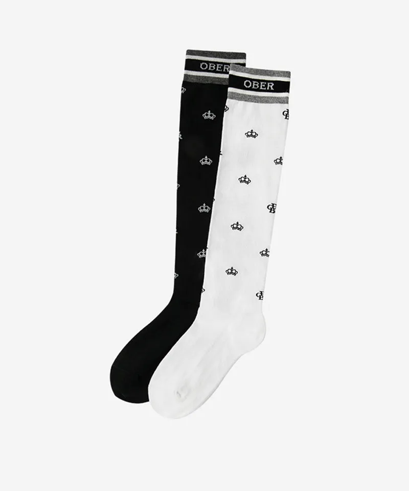 OBER Golf Patterned Color Block Socks - White