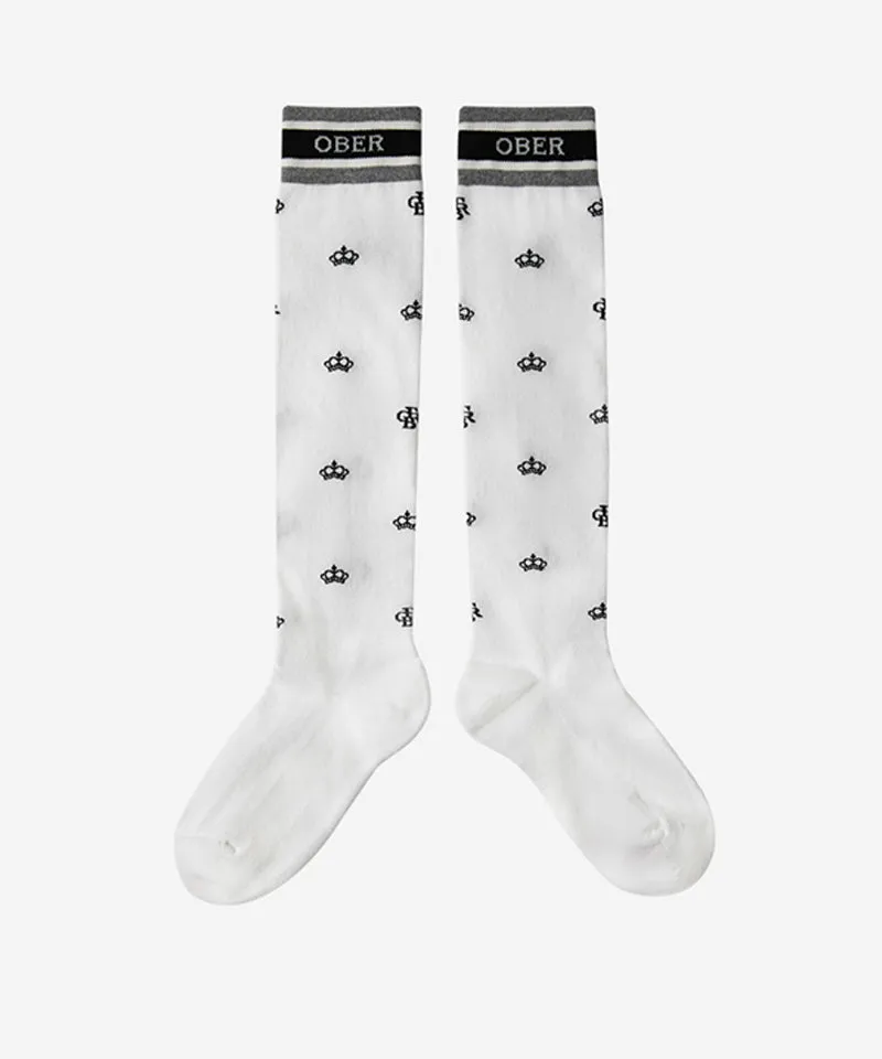 OBER Golf Patterned Color Block Socks - White
