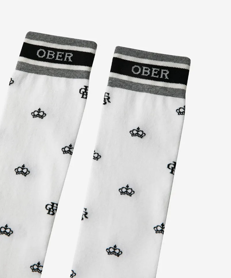 OBER Golf Patterned Color Block Socks - White