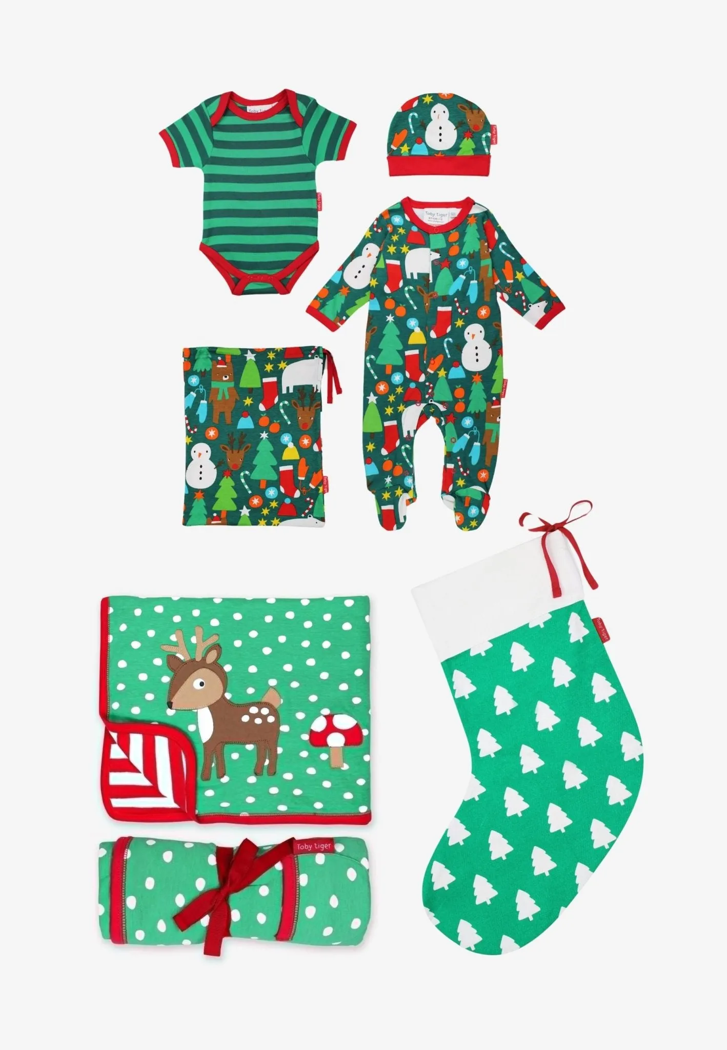 Organic Christmas Stocking Baby Bundle - Green