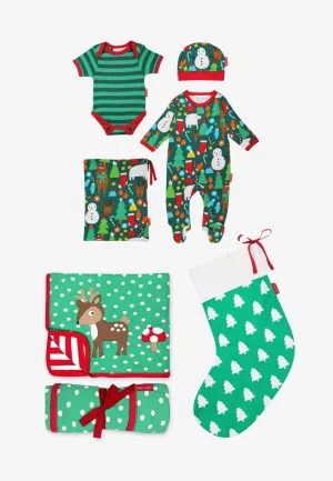 Organic Christmas Stocking Baby Bundle - Green