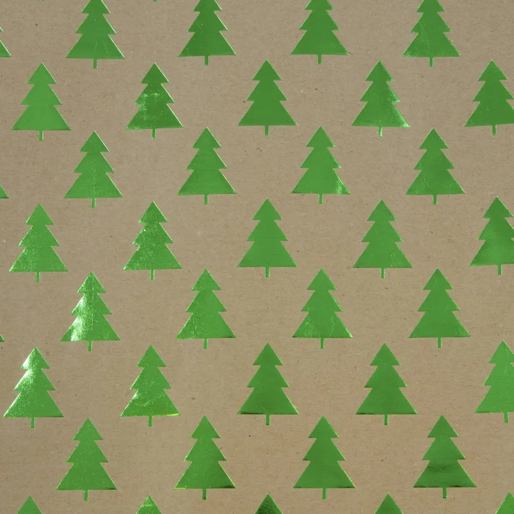 Paper & Envelope Christmas Wrapping Paper, 25 Sq ft, 1/Pack, Kraft Green Trees Gift Wrap