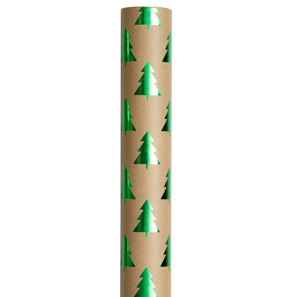 Paper & Envelope Christmas Wrapping Paper, 25 Sq ft, 1/Pack, Kraft Green Trees Gift Wrap