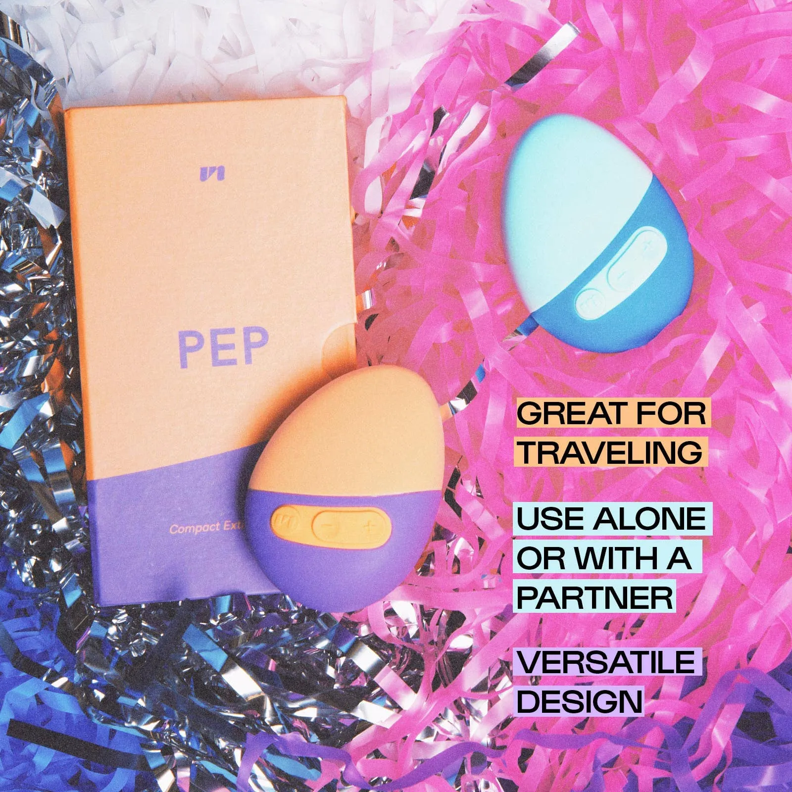 Pep Compact Travel-Friendly Sex Toy: Melon/Violet