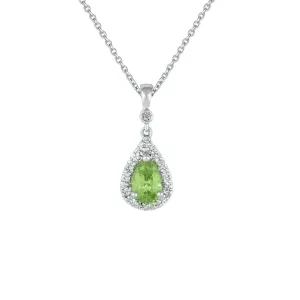 Peridot and Diamond Accent Pendant in Sterling Silver