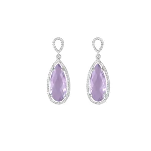 Pink Amethyst and Created White Sapphire Earrings in Silver
