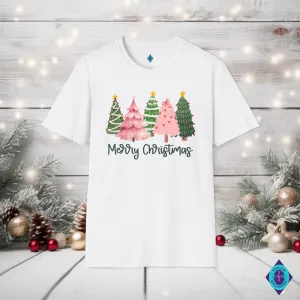 Pink and Green Merry Christmas Unisex T-shirt