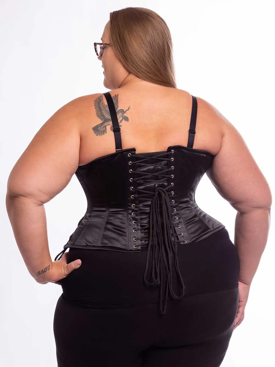 Plus Size Satin Hourglass Curve Standard Underbust Corset with Hip Ties : CS-426