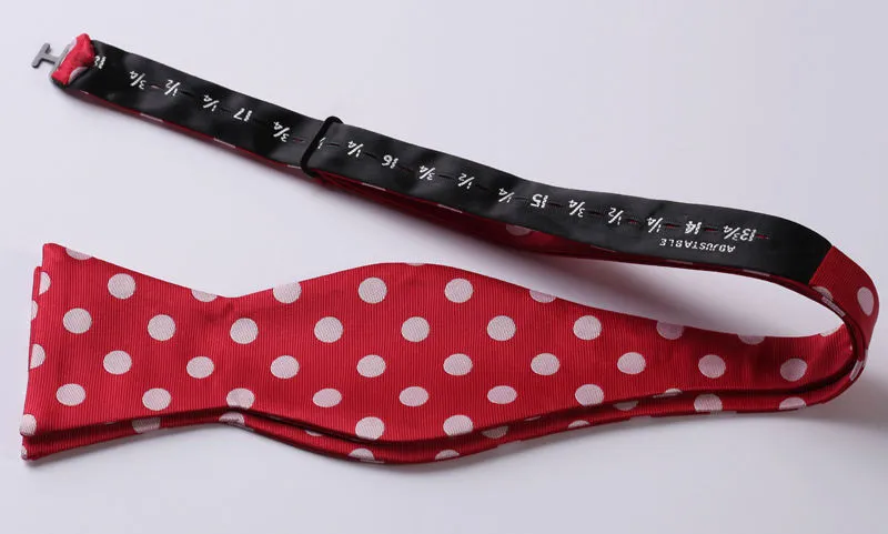 Polka Dots Silk Self Bow Tie Matching Pocket Handkerchief