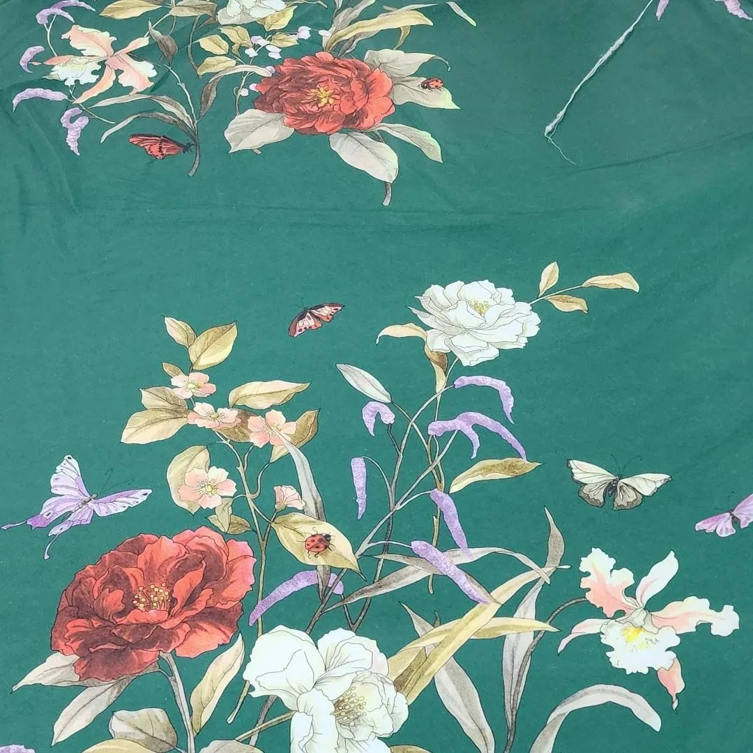 Printed Ballroom Satin Fabric Green 150 cm