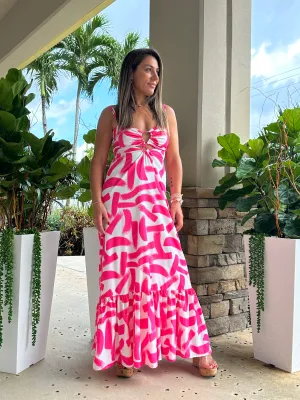 "Mar De Lua" Printed Sleeveless Dress