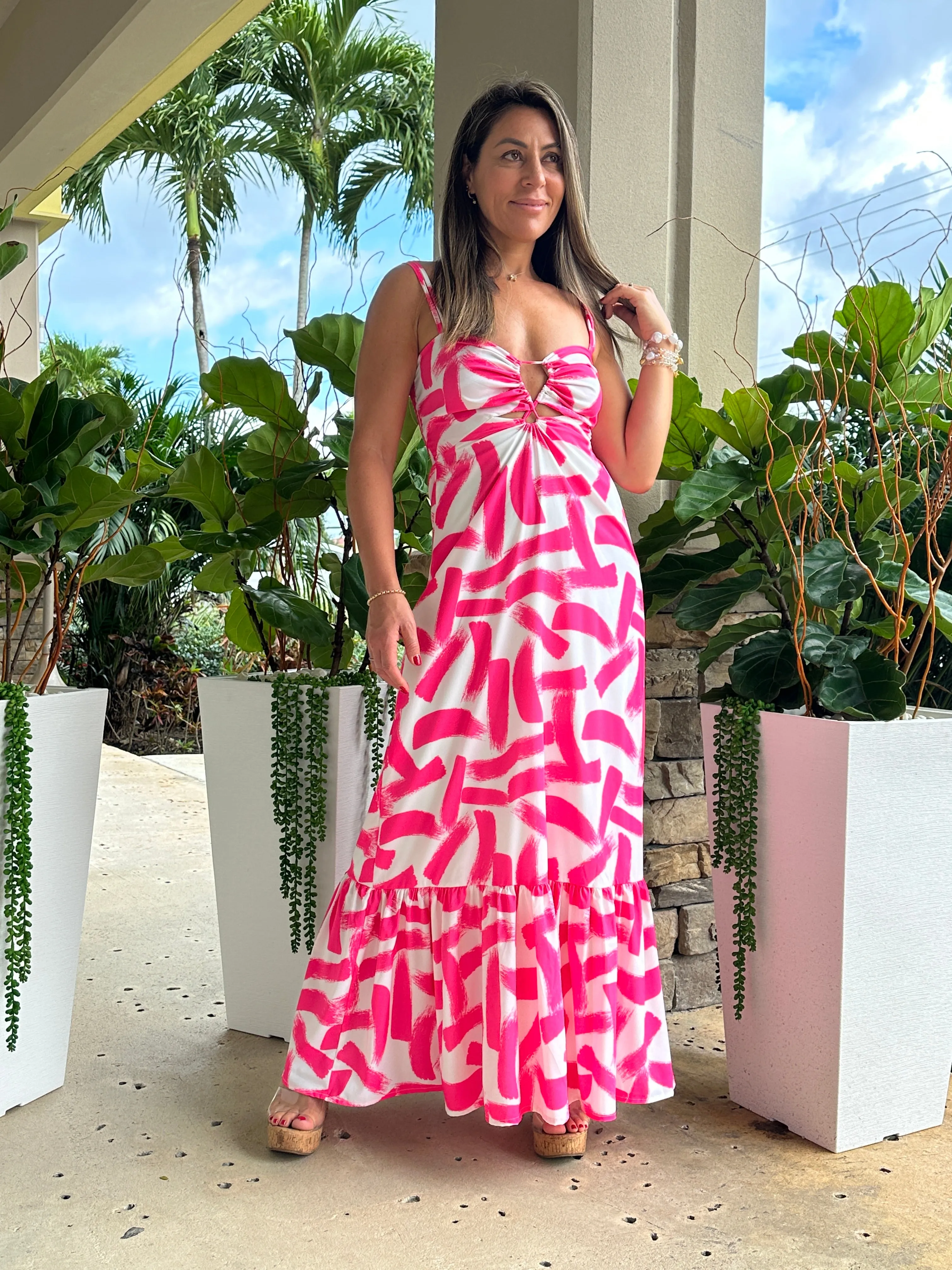 "Mar De Lua" Printed Sleeveless Dress