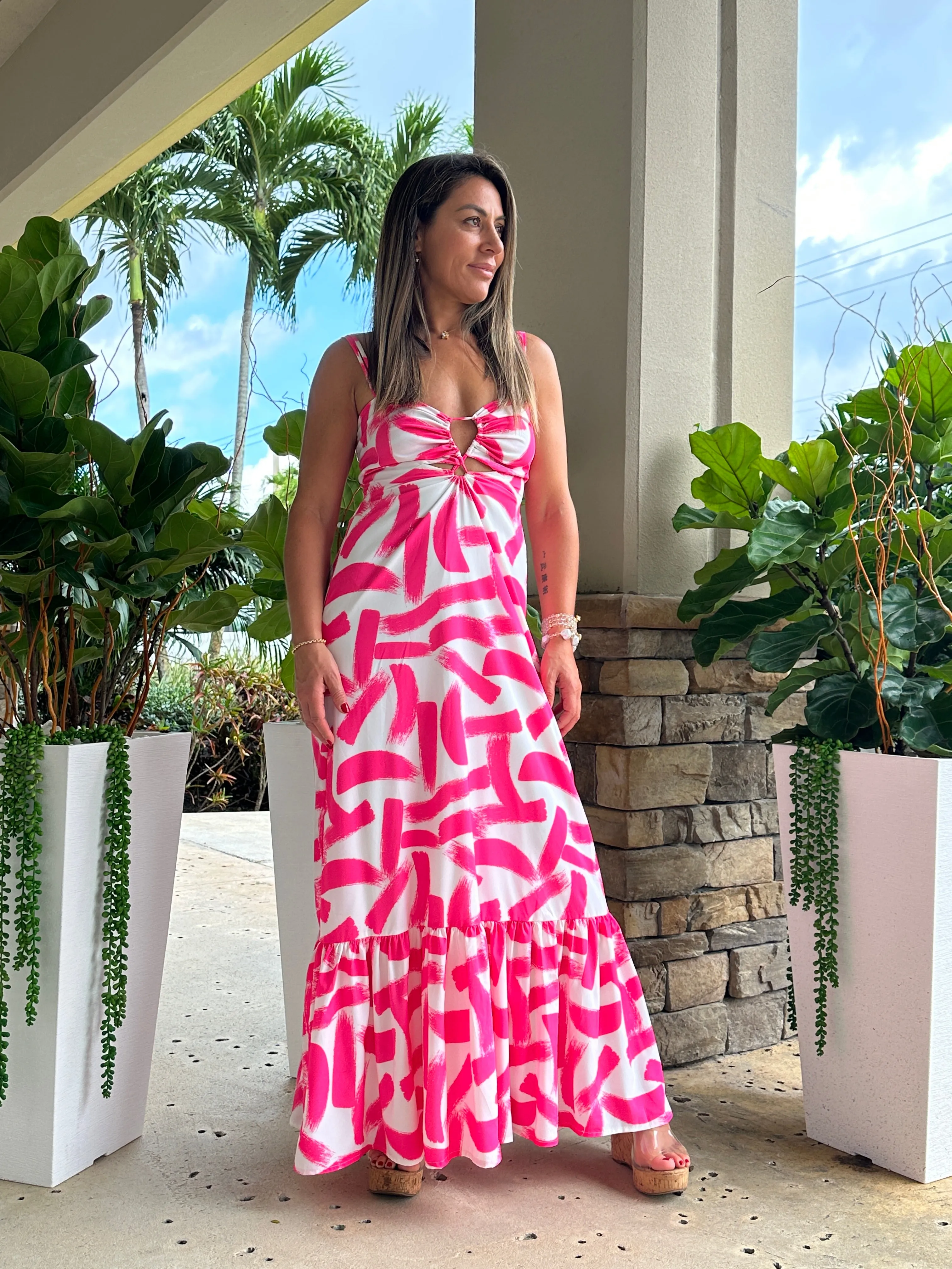 "Mar De Lua" Printed Sleeveless Dress