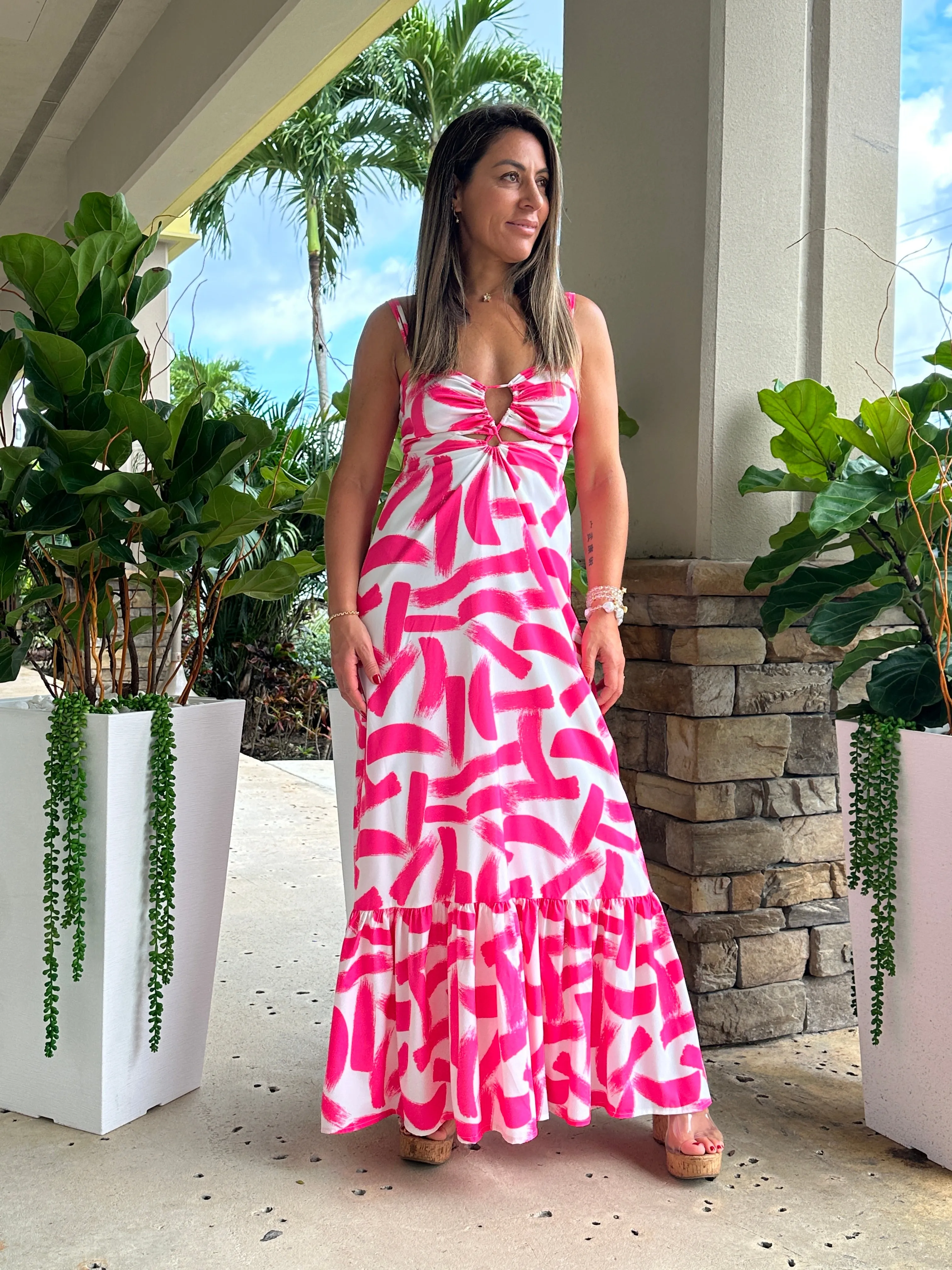 "Mar De Lua" Printed Sleeveless Dress