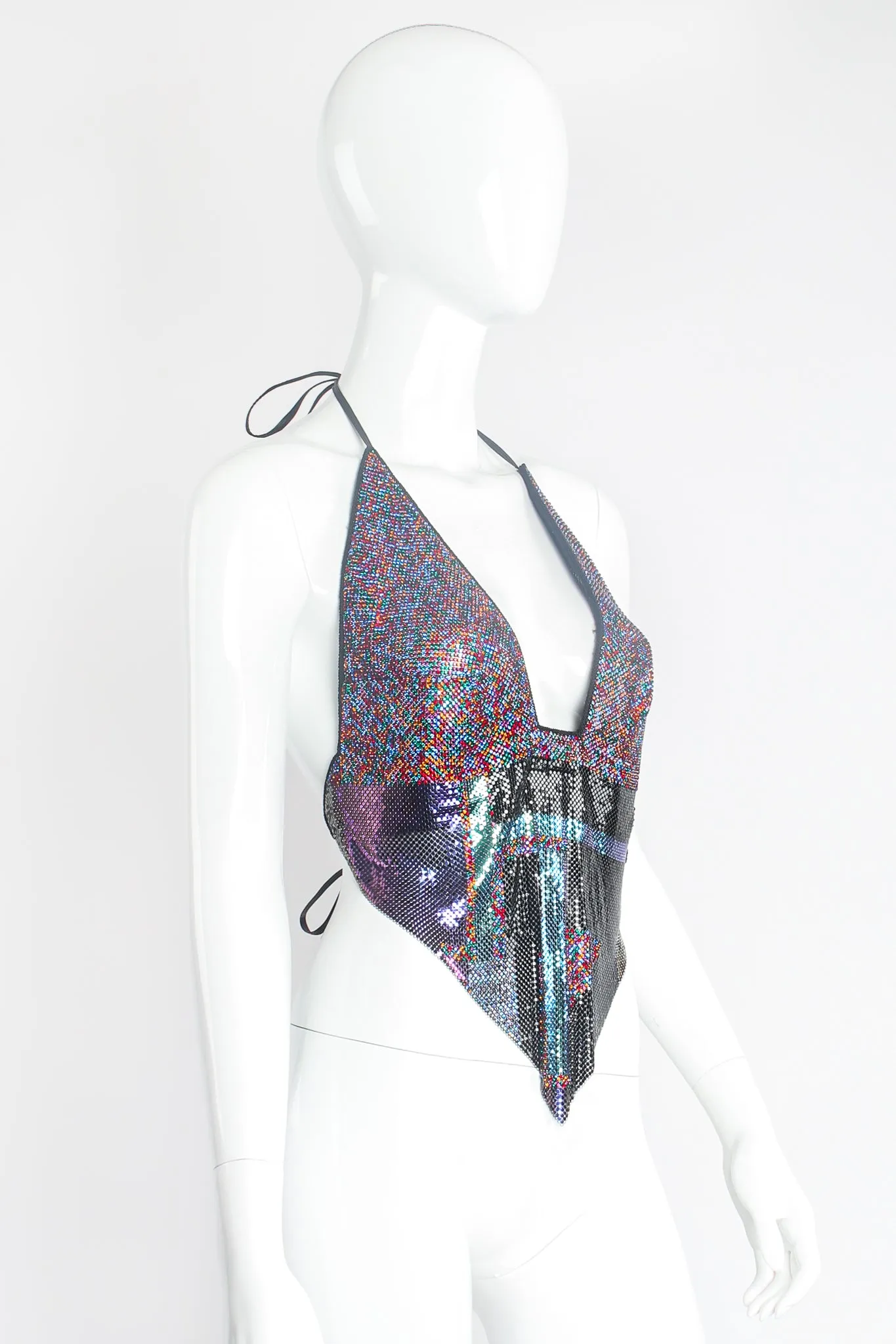 Rainbow Swarovski Crystal Metal Mesh Halter