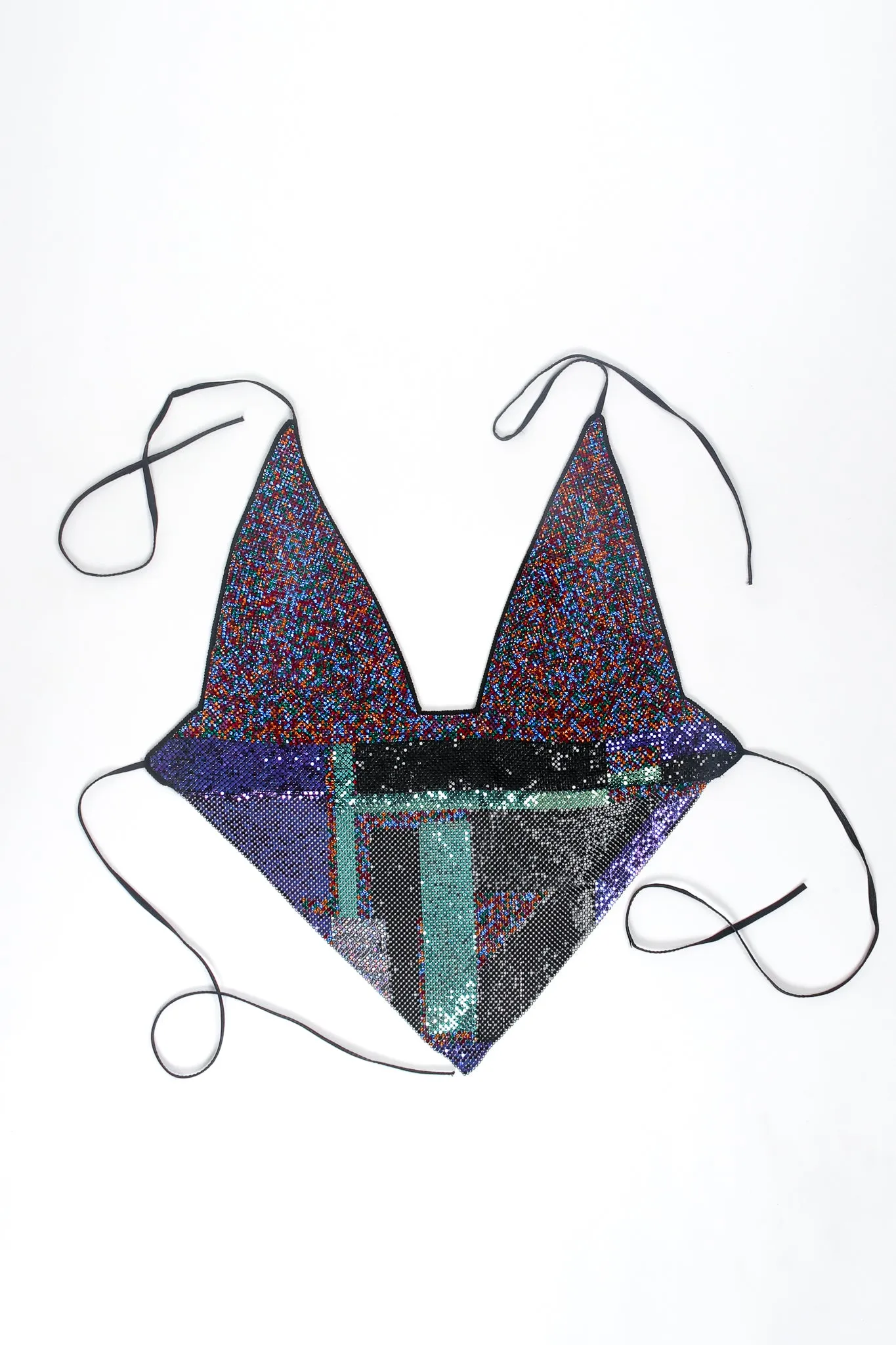 Rainbow Swarovski Crystal Metal Mesh Halter