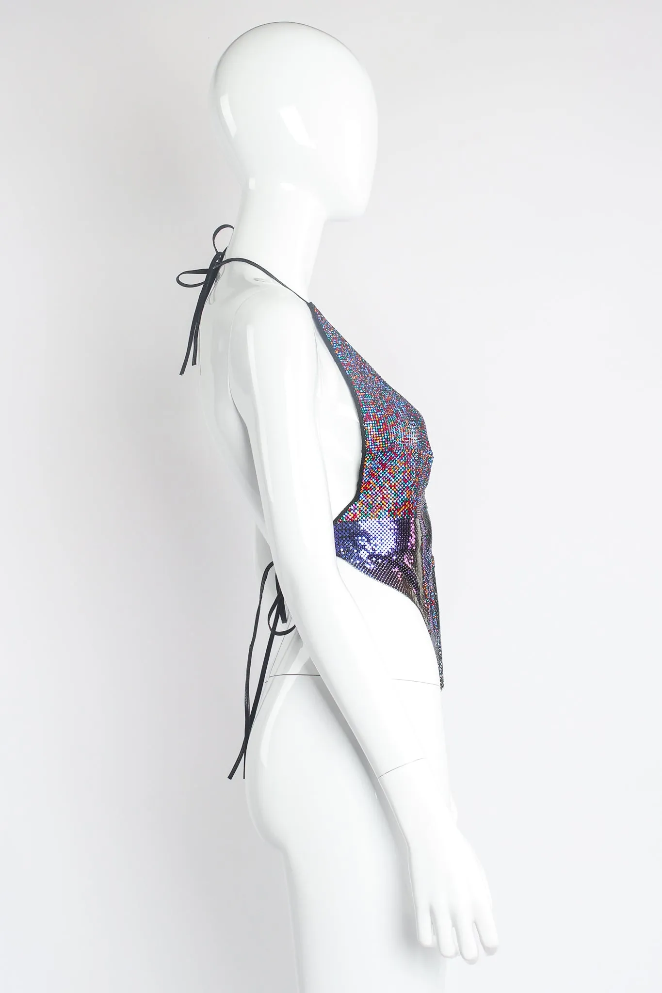 Rainbow Swarovski Crystal Metal Mesh Halter