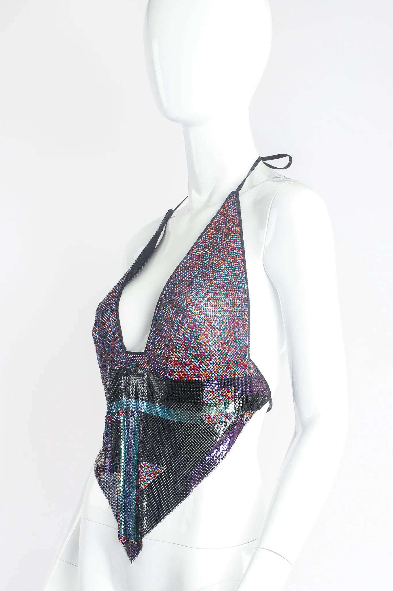 Rainbow Swarovski Crystal Metal Mesh Halter