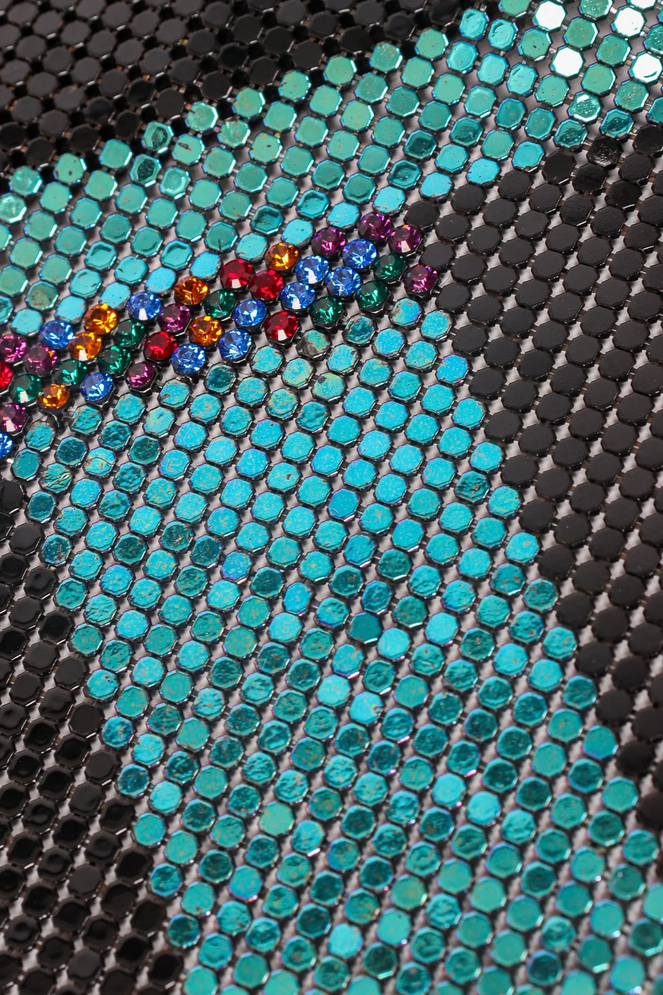 Rainbow Swarovski Crystal Metal Mesh Halter