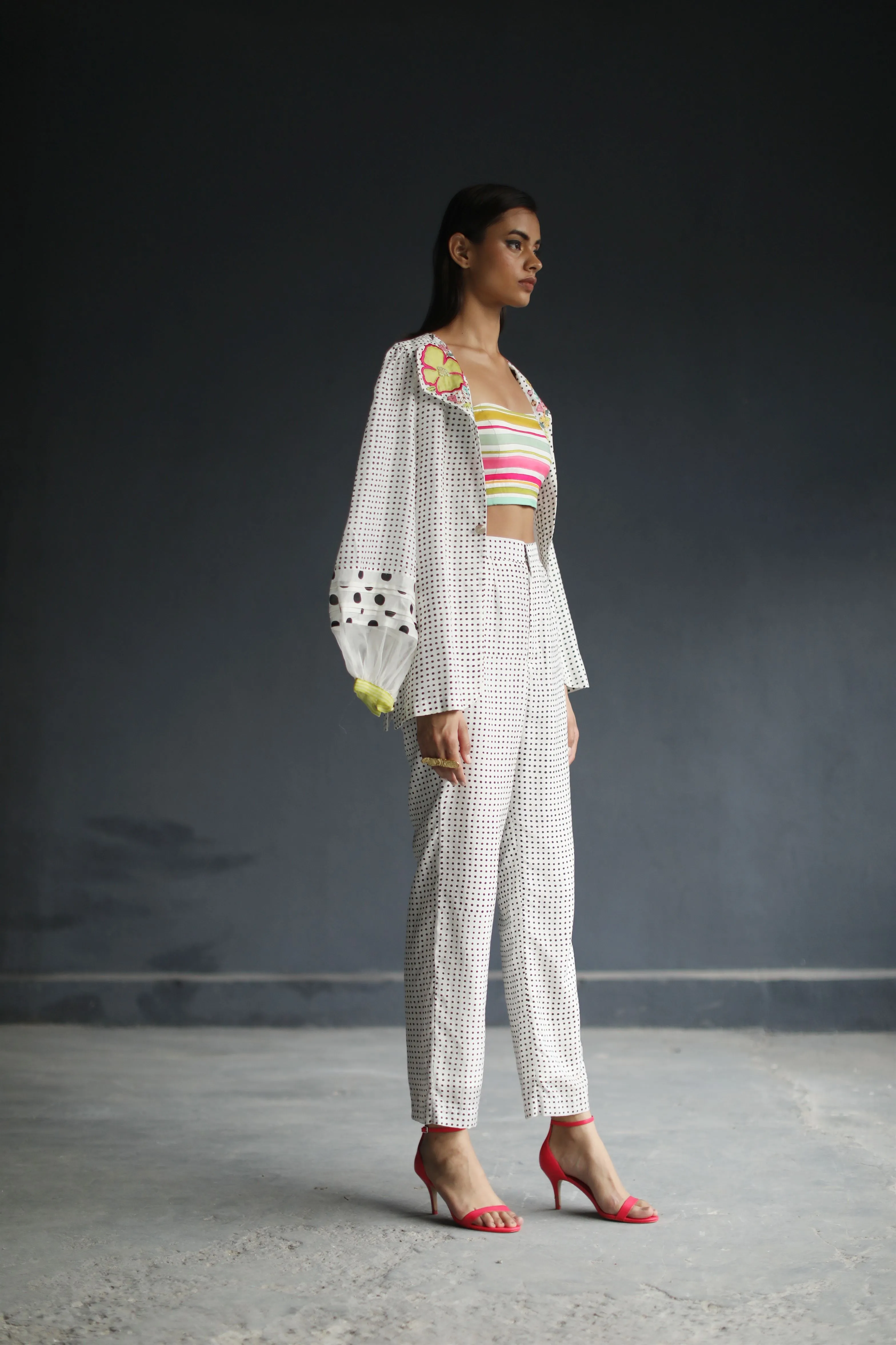 Raji Ramniq I Love To Dot I Cotton Silk Ensemble I Black and White 112