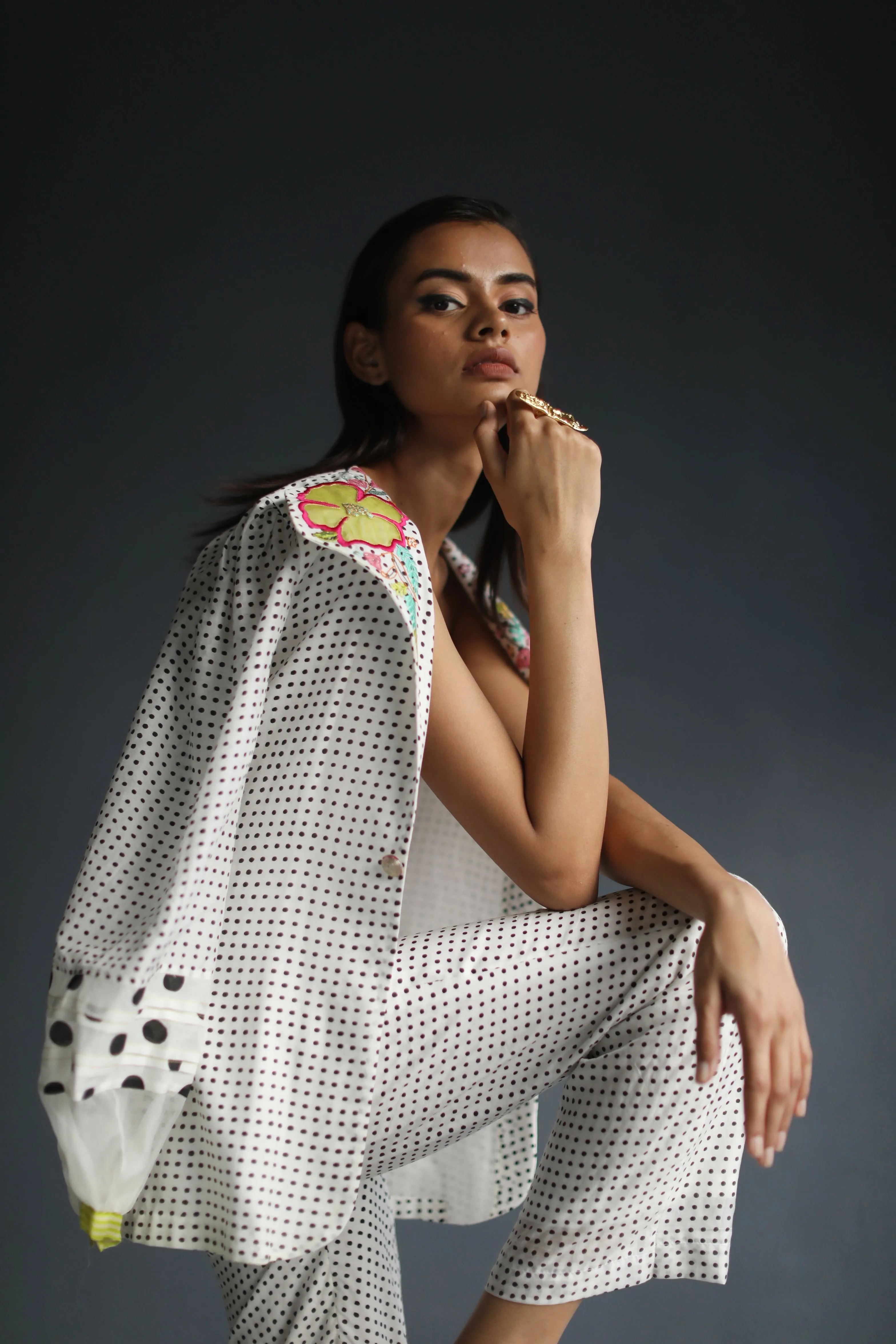 Raji Ramniq I Love To Dot I Cotton Silk Ensemble I Black and White 112