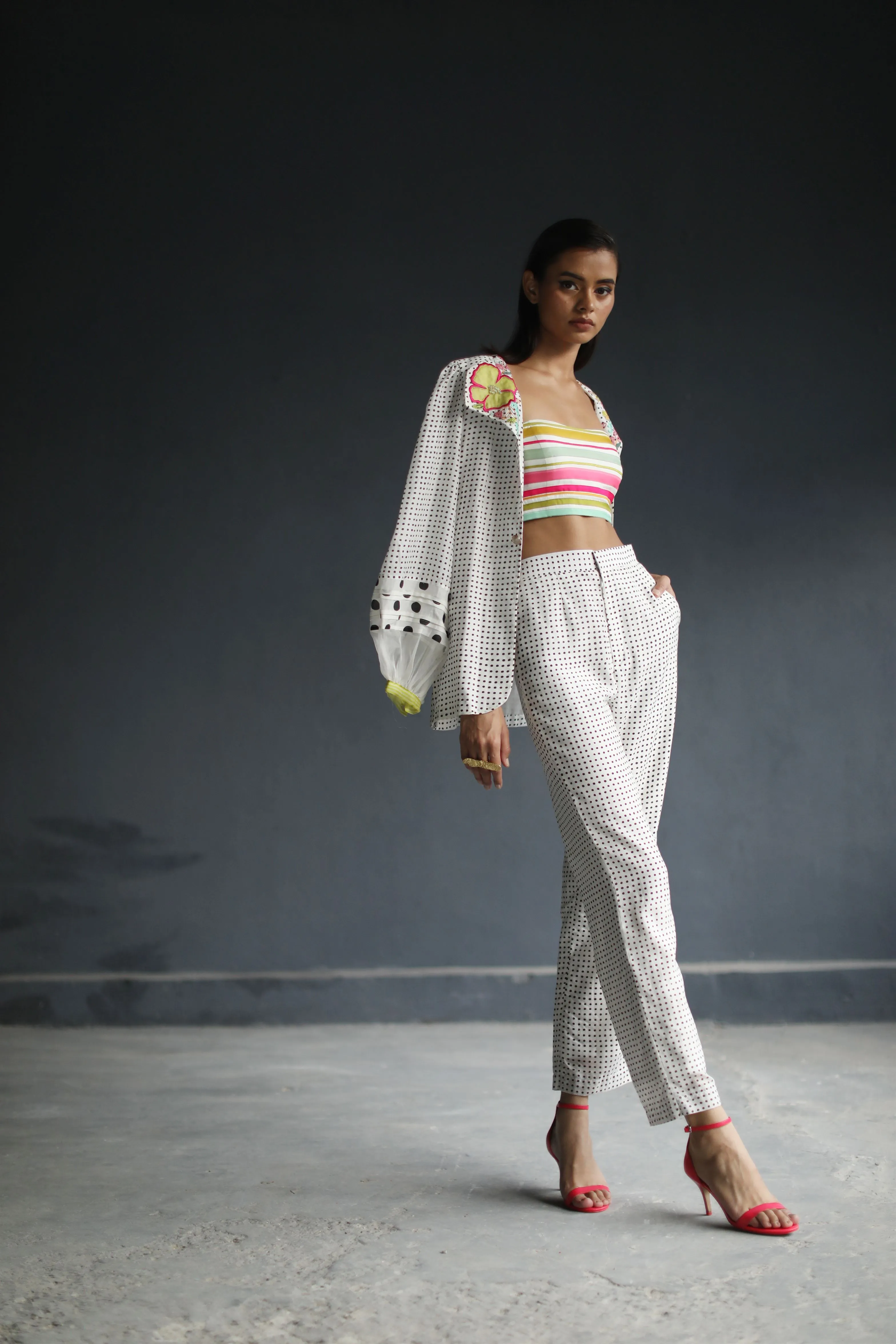 Raji Ramniq I Love To Dot I Cotton Silk Ensemble I Black and White 112