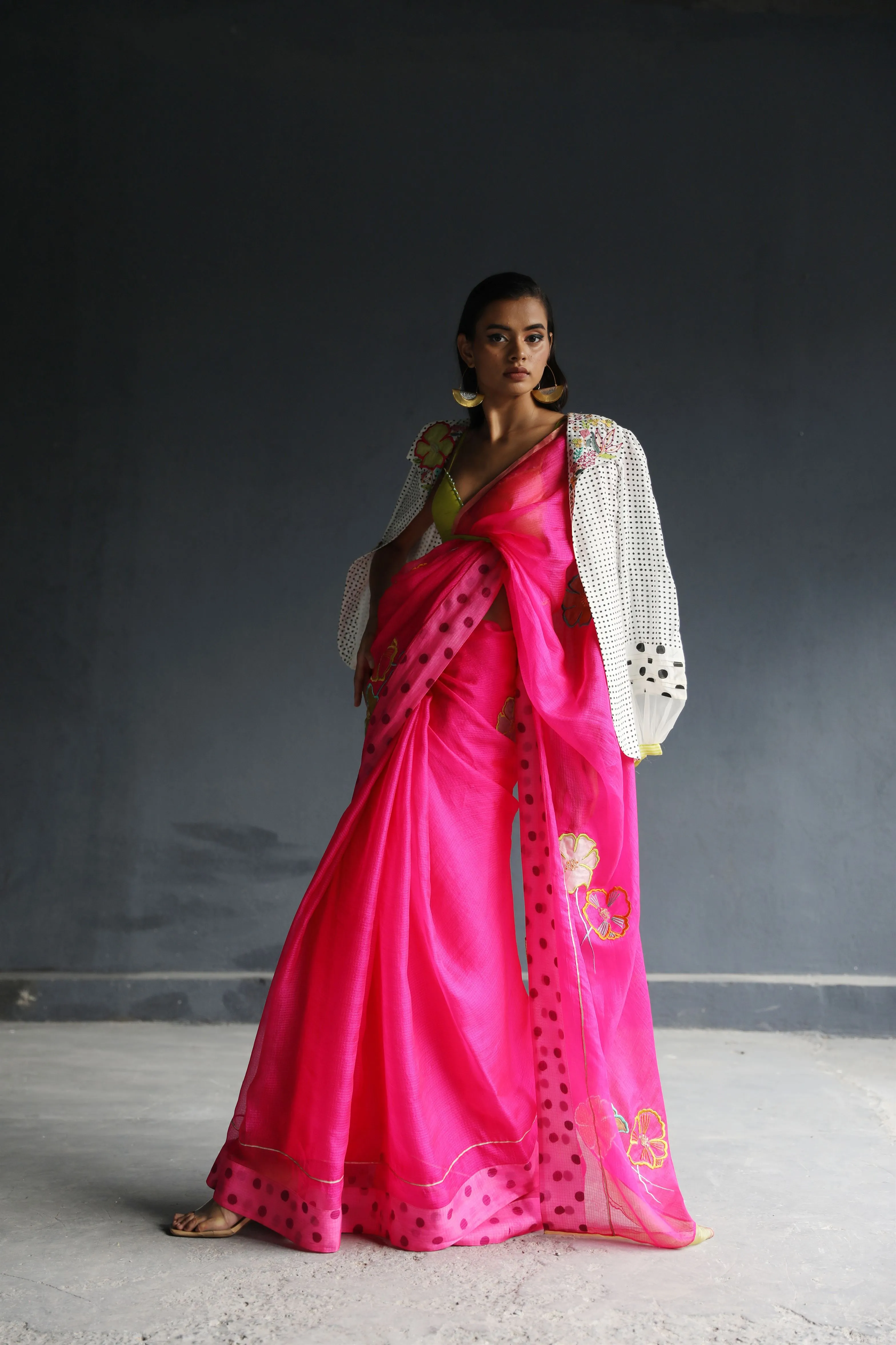 Raji Ramniq I Love To Dot I Cotton Silk Ensemble I Hot Pink 108
