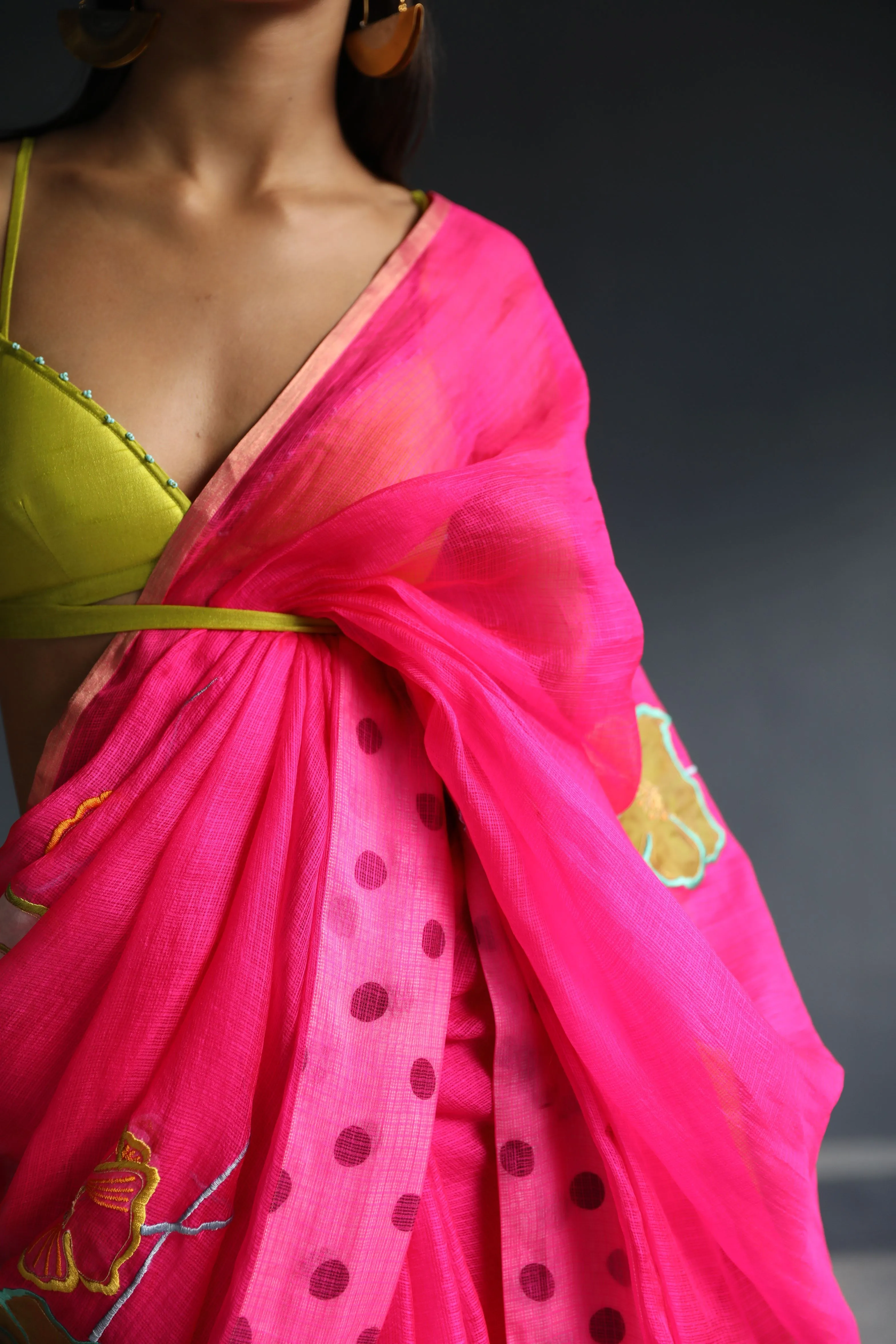 Raji Ramniq I Love To Dot I Cotton Silk Ensemble I Hot Pink 108