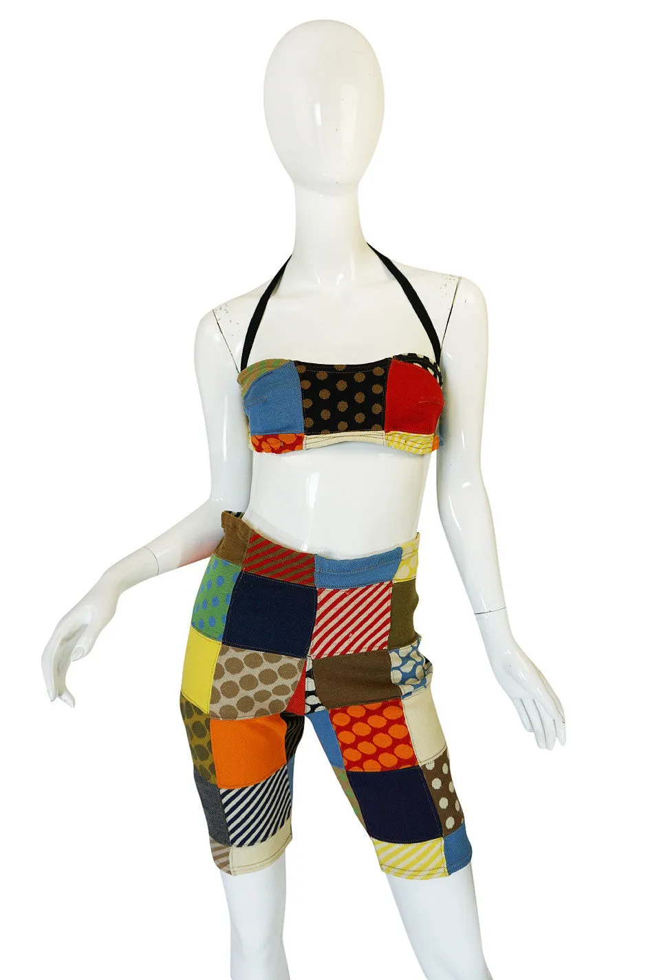Rare S/S 1963 Patchwork Rudi Gernreich Bathing Set w Fringe Belt