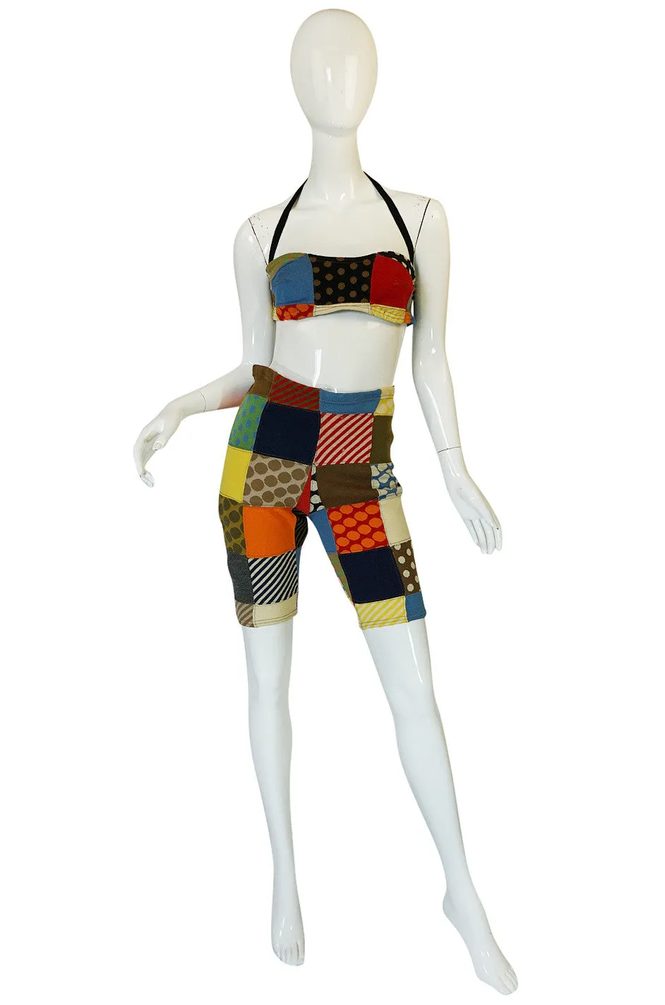 Rare S/S 1963 Patchwork Rudi Gernreich Bathing Set w Fringe Belt